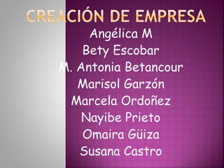 Angélica M 
Bety Escobar 
M. Antonia Betancour 
Marisol Garzón 
Marcela Ordoñez 
Nayibe Prieto 
Omaira Güiza 
Susana Castro 
 