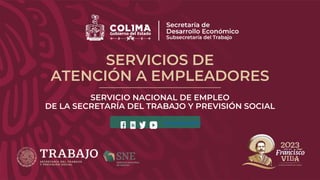 SERVICIOS DE
ATENCIÓN A EMPLEADORES
SERVICIO NACIONAL DE EMPLEO
DE LA SECRETARÍA DEL TRABAJO Y PREVISIÓN SOCIAL
www.empleo.gob.mx
 