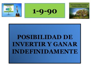 1-9-90
POSIBILIDAD DE
INVERTIR Y GANAR
INDEFINIDAMENTE
 