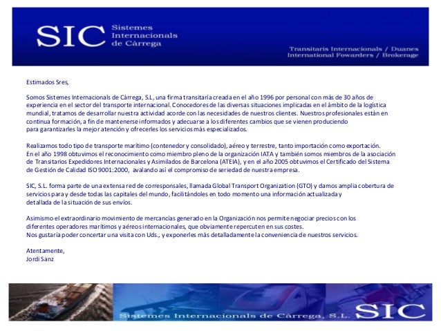 Sic Sistemes Internacionals De Càrrega
