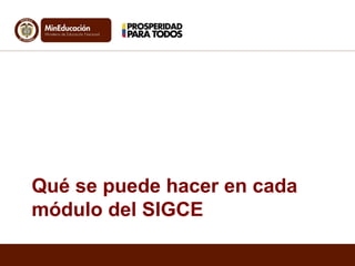 Qué se puede hacer en cada
módulo del SIGCE
 