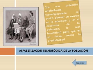 ALFABETIZACIÓN TECNOLÓGICA DE LA POBLACIÓN


                                  Regresar
 