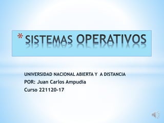 UNIVERSIDAD NACIONAL ABIERTA Y A DISTANCIA
POR: Juan Carlos Ampudia
Curso 221120-17
*
 