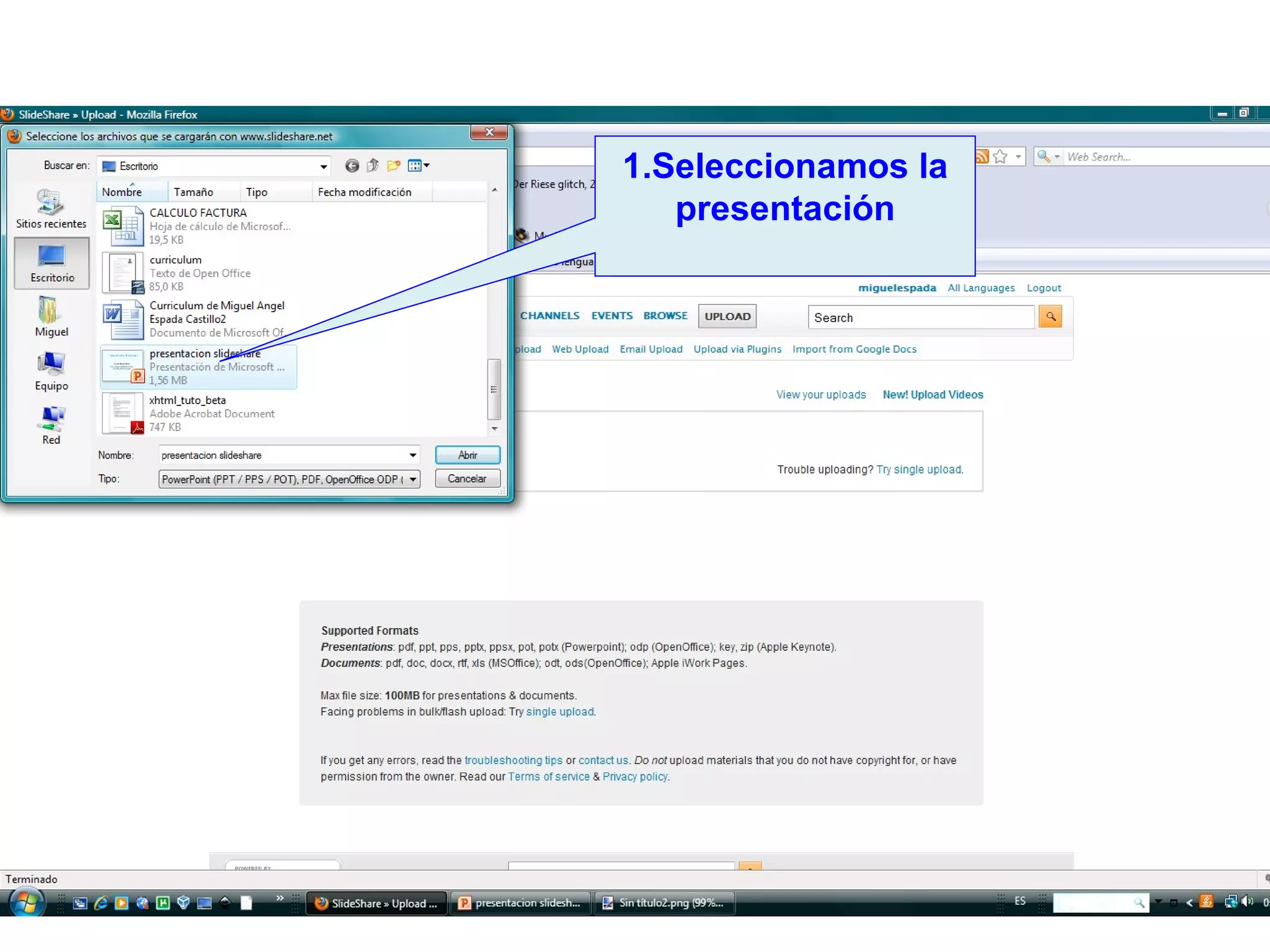 1.Seleccionamos la presentación 