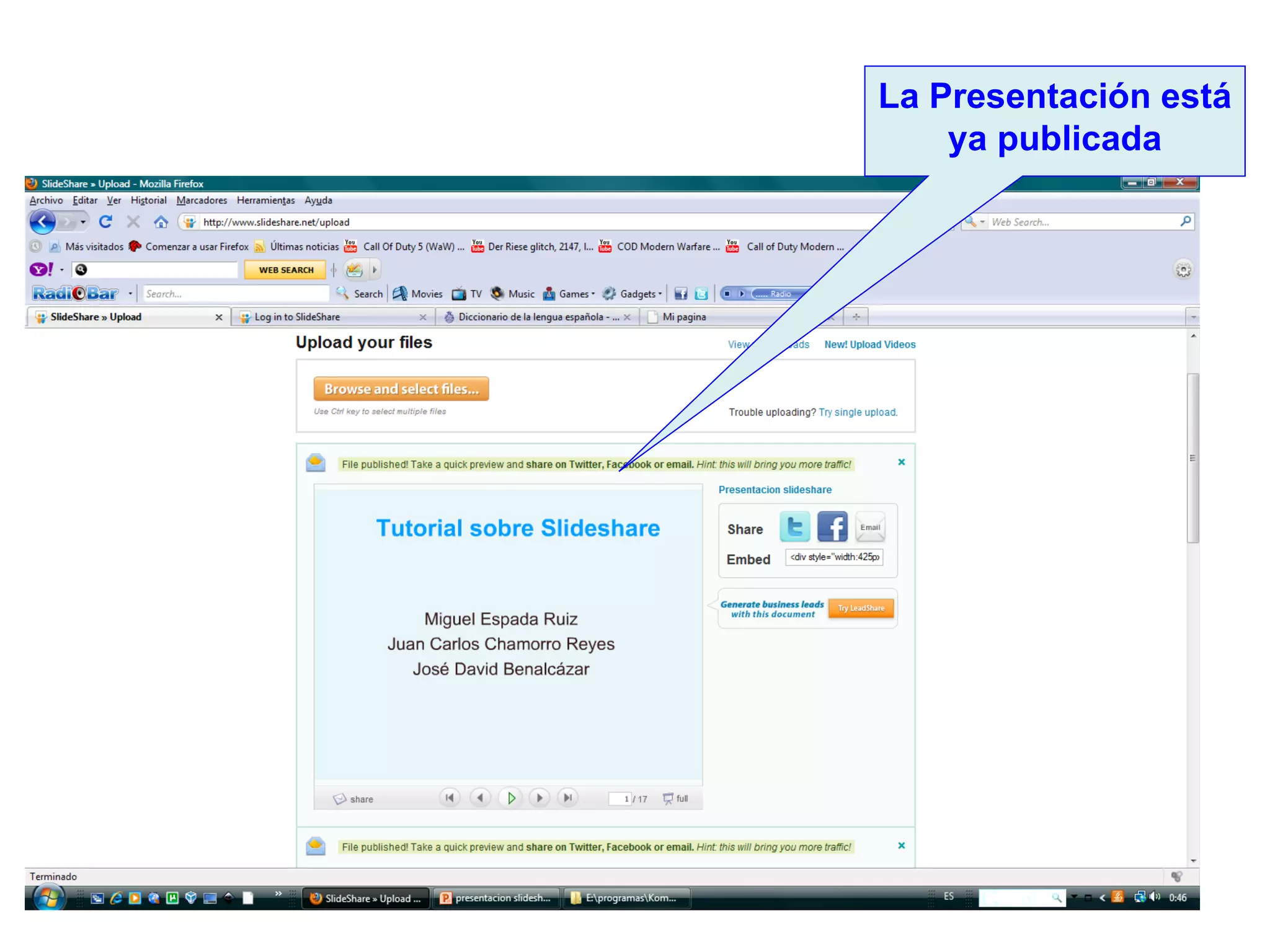 La Presentación está ya publicada 