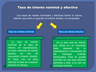 Presentación sobre la tasa de interés nominal y efectiva | PPTX