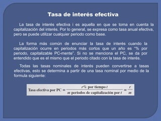 Presentación sobre la tasa de interés nominal y efectiva | PPTX