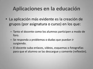 A finales de octubre de 2007 la red de redes vendió una parte (el 1,6%) a “Microsoft” a cambio de 240 millones de dólares.¿Qué servicios ofrece?Muro:  Espacio de cada perfil dónde pueden escribir tanto el propio usuario de la cuenta como sus amigos. Permite ingresar imágenes, vídeos y enlaces en la publicación. Fotos: Pestaña de perfil donde el usuario puede subir sus fotografías para que puedan ser vistas por otros.Mensajes: Herramienta útil para mandar mensajes privados a otro usuario.Eventos:  Permite crear nuevos eventos o apuntarse los que hayan sido previamente invitados.Aplicaciones: Dentro de esta area podemos encontrar tests, tiradas de tarot, frases o fotografías del día (herramientas de entretenimiento).Juegos: Juegos de rol, pruebas de habilidad...Grupos: Facebook permite además crear y unirse a grupos ya existentes con un perfil editable por sus administradores.