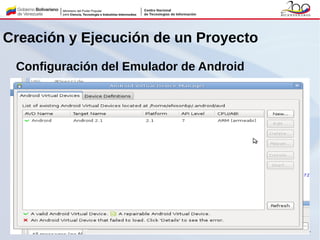 Creación y Ejecución de un Proyecto
Configuración del Emulador de Android
 