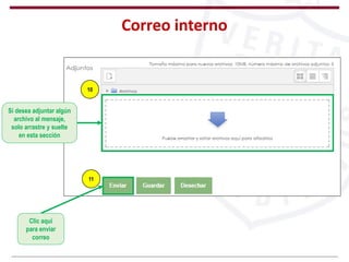 Correo interno
Si desea adjuntar algún
archivo al mensaje,
solo arrastre y suelte
en esta sección
Clic aquí
para enviar
correo
10
11
 