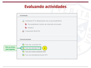 Evaluando actividades
Clic en el foro
para ingresar
2
 