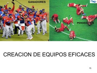 Creación de Equipos Eficaces
GANADORES
PERDEDORES
CREACION DE EQUIPOS EFICACES
15
 