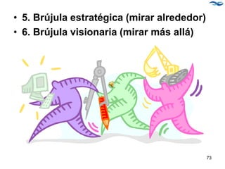 • 5. Brújula estratégica (mirar alrededor)
• 6. Brújula visionaria (mirar más allá)
73
 