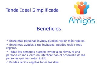 Regala y comparteIntégrate al sistema, regala $500.00 a una persona de forma voluntaria.Comparte la oportunidad e integra a 5 personas al sistema en una semana, que hagan lo mismo que tú.