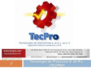 Tecnologia de Proyectos S. de R.L. (TECPRO) PROYECTOS 