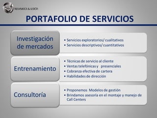 PORTAFOLIO DE SERVICIOS
 