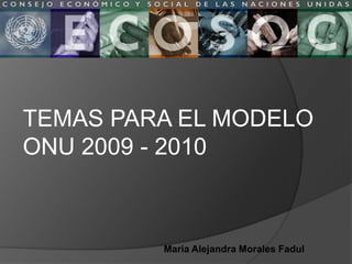 TEMAS PARA EL MODELO ONU 2009 - 2010 Maria Alejandra Morales Fadul 