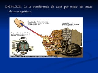 RADIACIÓN: Es la transferencia de calor por medio de ondas electromagnéticas.   
