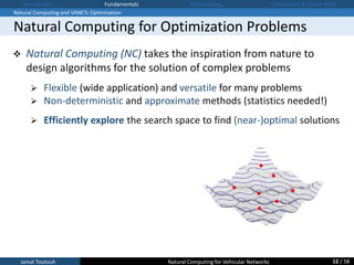  Natural Computing (NC) takes the inspiration from nature to
design algorithms for the solution of complex problems
 Fle...