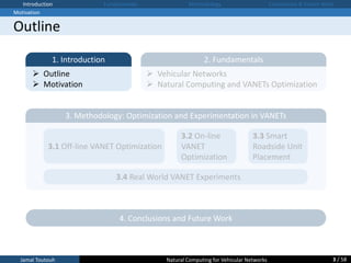  Vehicular Networks
 Natural Computing and VANETs Optimization
2. Fundamentals
Jamal Toutouh Natural Computing for Vehic...