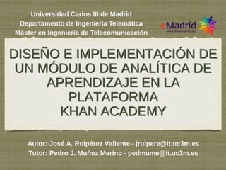V Jornadas eMadrid sobre "Educación Digital". José Antonio Ruipérez Valiente, premio al mejor proyecto fin de estudios.