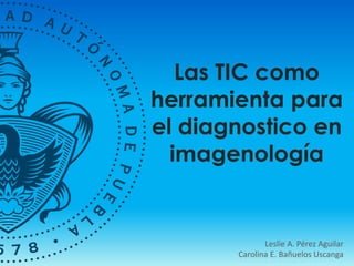 Las TIC como
herramienta para
el diagnostico en
imagenología
Leslie A. Pérez Aguilar
Carolina E. Bañuelos Uscanga
 