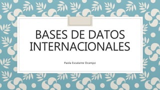 BASES DE DATOS
INTERNACIONALES
Paola Escalante Ocampo
 