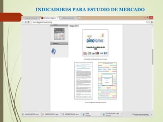 INDICADORES PARA ESTUDIO DE MERCADO 
 