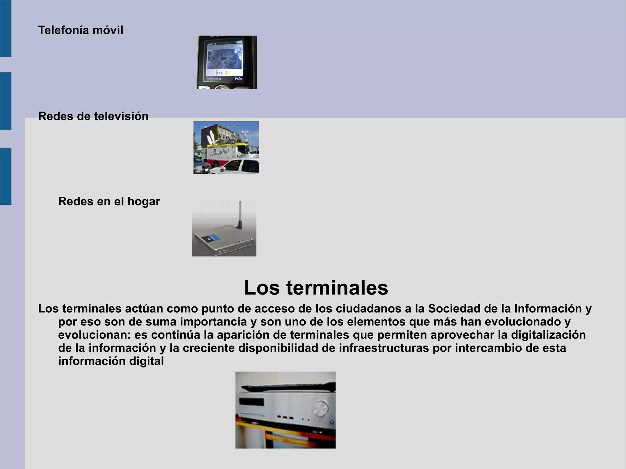 ¿Cuáles son las características de las TICs? Las tecnologías de información y comunicación tienen como características principales las siguientes: Son de carácter  innovador y creativo, pues dan acceso ha nuevas formas de comunicación. Tienen mayor influencia y beneficia en mayor proporción al área educativa ya que la hace más accesible y dinámica.  Son considerados temas de debate publico y político, pues su utilización implica un futuro prometedor. Se relacionan con mayor frecuencia con el uso de la Internet y la informática. Afectan a numerosos ámbitos de la ciencias humana como la sociología, la teoría de las organizaciones o la gestión. En América Latina se destacan con su utilización en las universidades e instituciones países como: Argentina y México, en Europa: España y Francia. Las principales nuevas tecnologías son: Internet Robótica Computadoras de propósito específico Dinero electrónico Resultan un gran alivio económico a largo plazo. aunque en el tiempo de adquisición resulte una fuerte inversión. Constituyen medios de comunicación y adquisición de información de toda variedad, inclusive científica, a los cuales las personas pueden acceder por sus propios medios, es decir potencian la educación a distancia en la cual es casi una necesidad del alumno tener poder llegar a toda la información posible generalmente solo, con una ayuda mínima del profesor. 