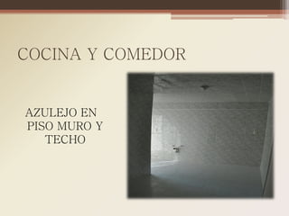 COCINA Y COMEDOR


AZULEJO EN
PISO MURO Y
   TECHO
 