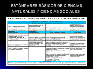 ESTÁNDARES BÁSICOS DE CIENCIAS
NATURALES Y CIENCIAS SOCIALES
 