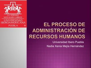 Universidad Ibero Puebla
Nadia Xenia Mejía Hernández
 