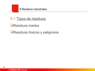 9 Residuos industriales
9.1 Tipos de residuos
Residuos inertes
Residuos tóxicos y peligrosos
20