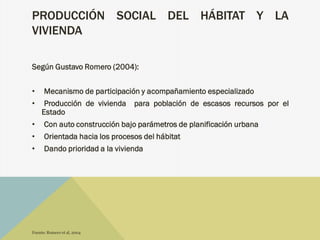 Experiencias de producción social del hábitat y vivienda sustentable