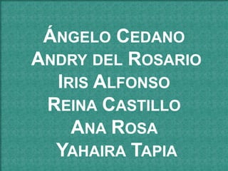 ÁNGELO CEDANO
ANDRY DEL ROSARIO
IRIS ALFONSO
REINA CASTILLO
ANA ROSA
YAHAIRA TAPIA
 