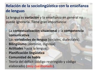 Labov estudió la producción de los diptongos 
/ay/ y /aw/, como en las palabras “right”, 
“pie”, “life”, “backhouse”, que entre los 
habitantes de la isla es marcada por la 
centralización del primer segmento. 
Metodología: entrevistas, lectura en voz alta 
de un texto narrativo por alumnos de una 
escuela secundaria. Grabación y confección 
de espectrogramas 
(sonogramas). 
 