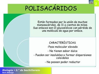Biología • 2.º de bachillerato
Saro Hidalgo
POLISACÁRIDOS
 