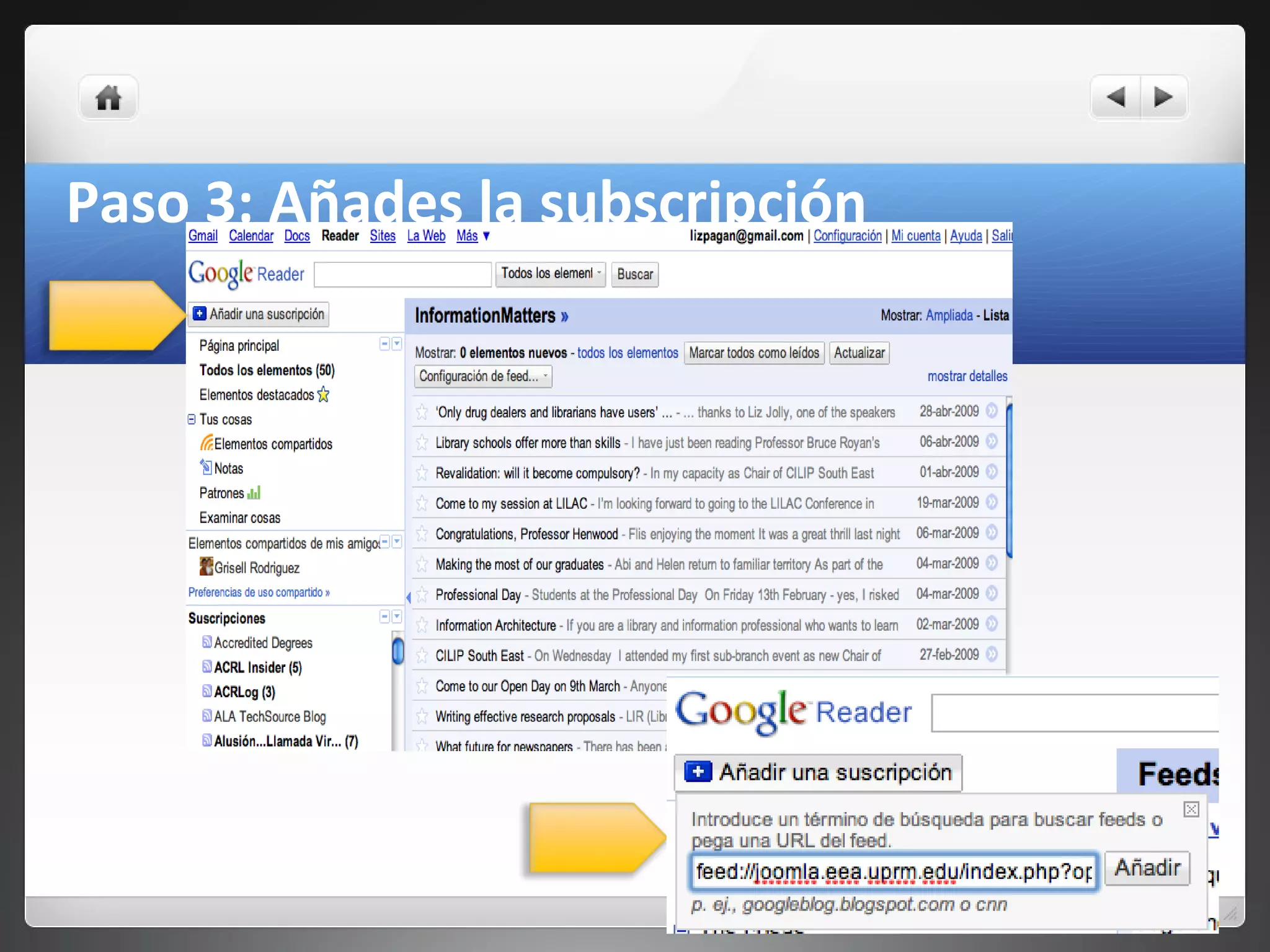Paso 3: Añades la subscripción
 
