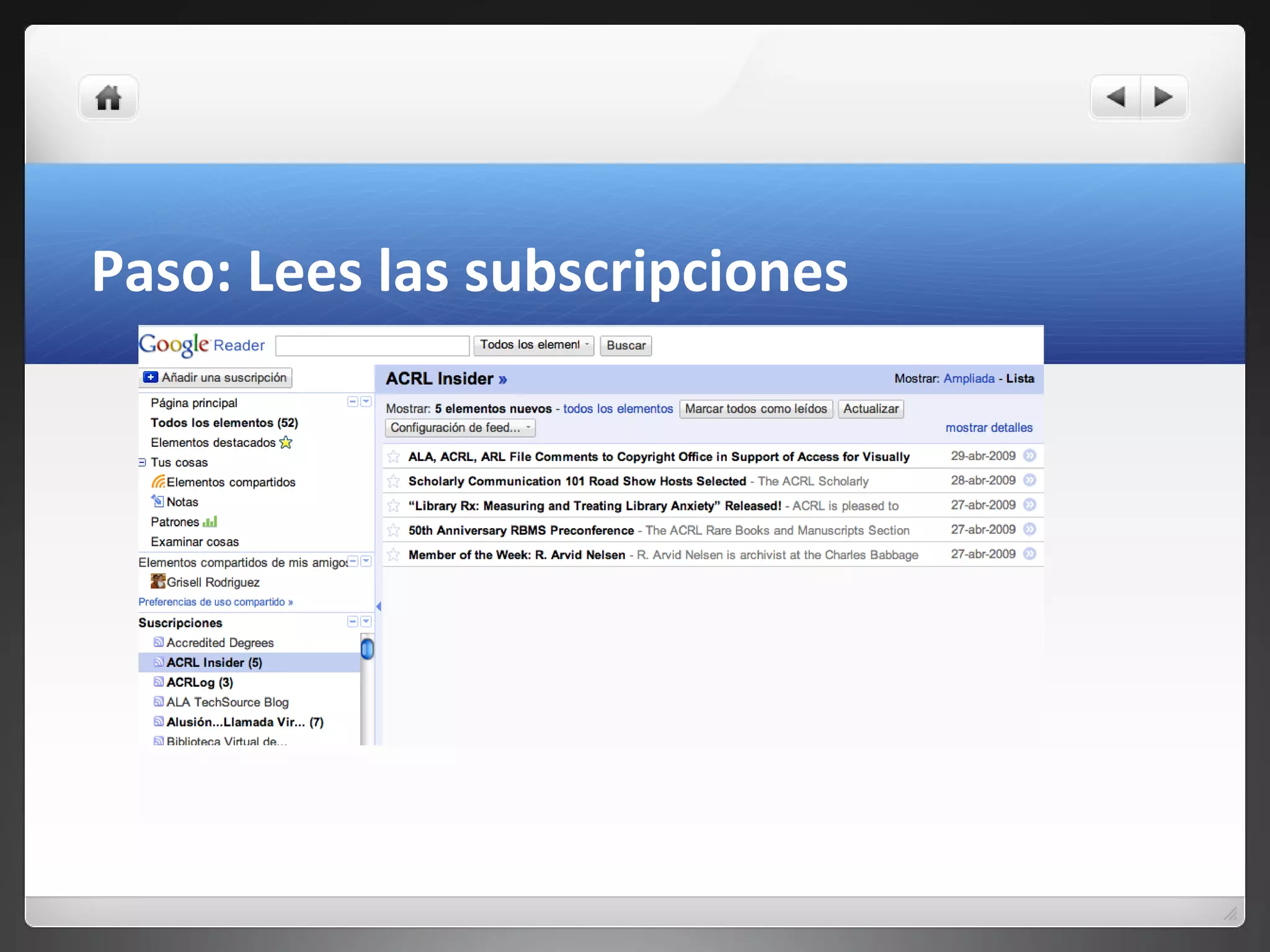 Paso: Lees las subscripciones
 