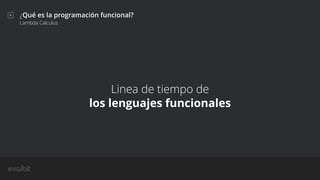 ¿Qué es la programación funcional?
Lambda Calculus
Linea de tiempo de  
los lenguajes funcionales
 