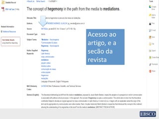 Acesso ao
artigo, e a
secão da
revista
 