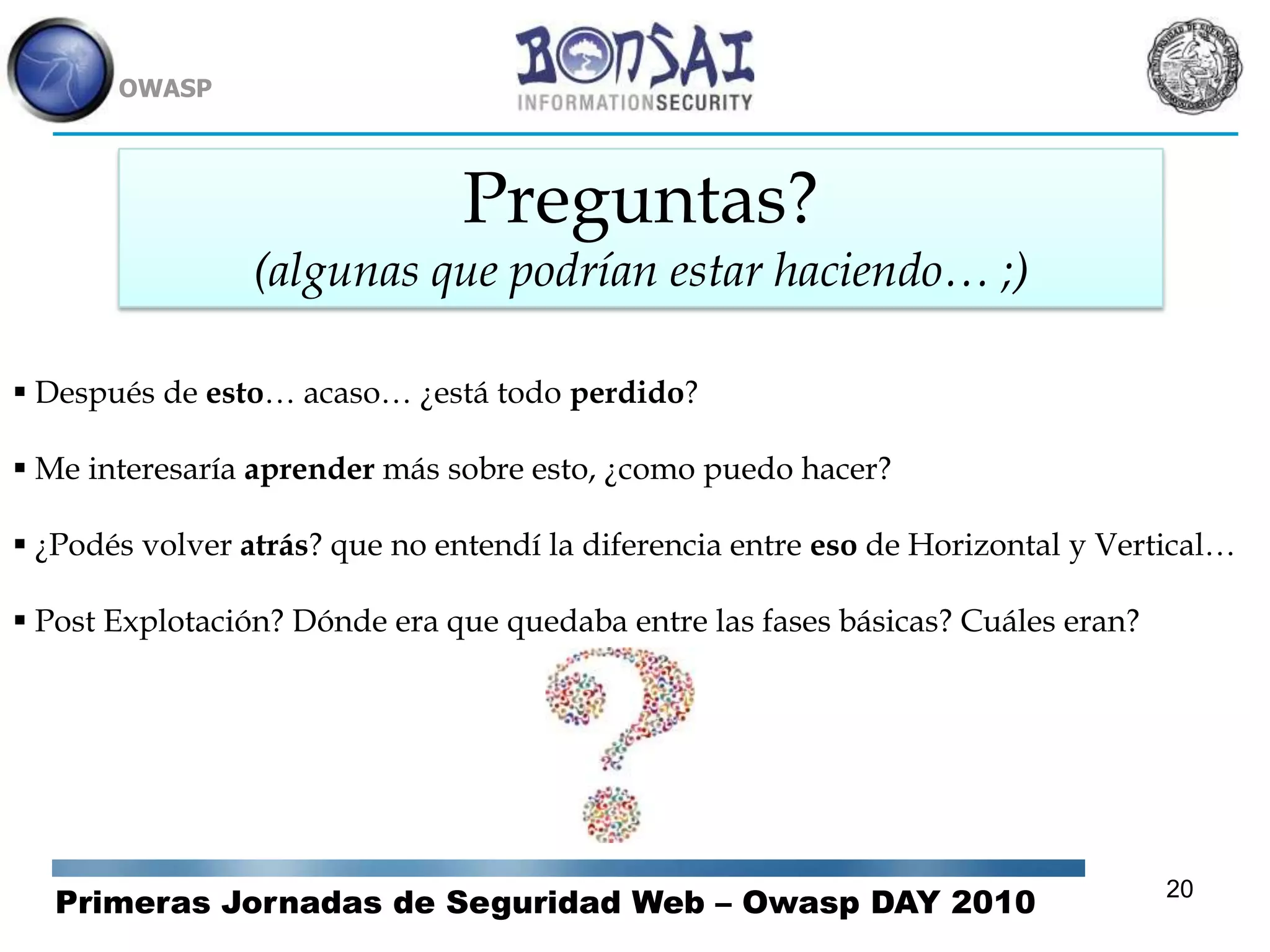 Lineamientos a seguir y verificacionesque no hay quedejar de lado