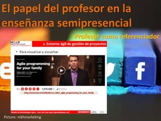 El papel del profesor en la
enseñanza semipresencial
Picture: mkhmarketing
Profesor como referenciador
 