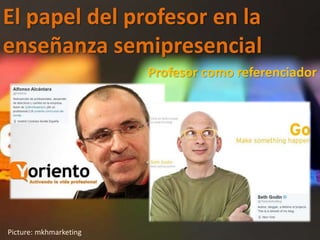 El papel del profesor en la
enseñanza semipresencial
Picture: mkhmarketing
Profesor como referenciador
 