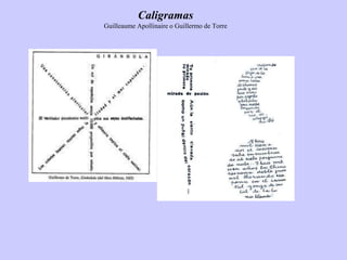 Caligramas
Guilleaume Apollinaire o Guillermo de Torre
 