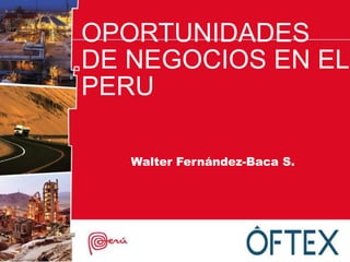 OPORTUNIDADES
DE NEGOCIOS EN EL
PERU
Walter Fernández-Baca S.
 