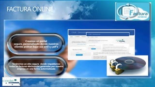 Creamos un portal
seguro, personalizado donde nuestros
clientes podran bajar sus xml’s y pdf’s

Tendremos un sitio seguro donde respaldamos
todas las facturas electroncias generadas por nuestra
empresa en una forma autormatizada

 