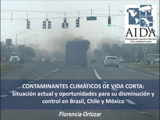CONTAMINANTES CLIMÁTICOS DE VIDA CORTA:
Situación actual y oportunidades para su disminución y
control en Brasil, Chile y México
.Florencia Ortúzar
 