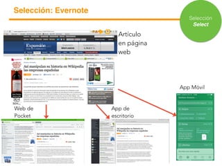 Artículo
en página
web
Web de
Pocket
App de
escritorio
App Móvil
Selección
Select
Selección: Evernote
 