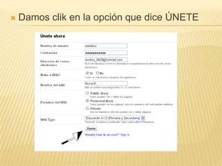 Damos clik en la opción que dice ÚNETE